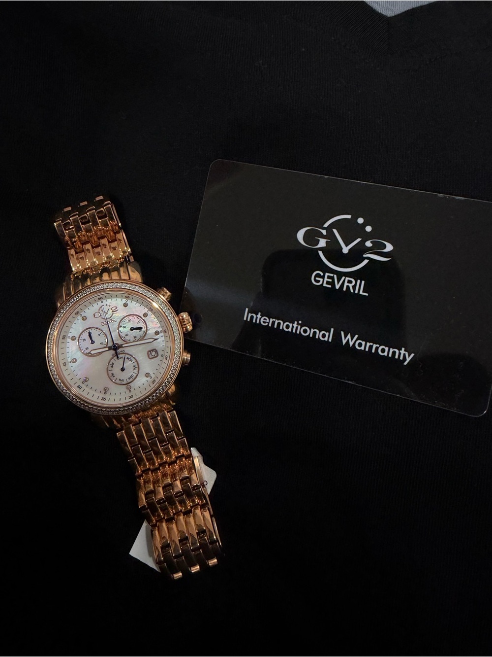 GV2 by Gevril Marsala 9840 Rose Gold Diamond Mother of Pearl Watch